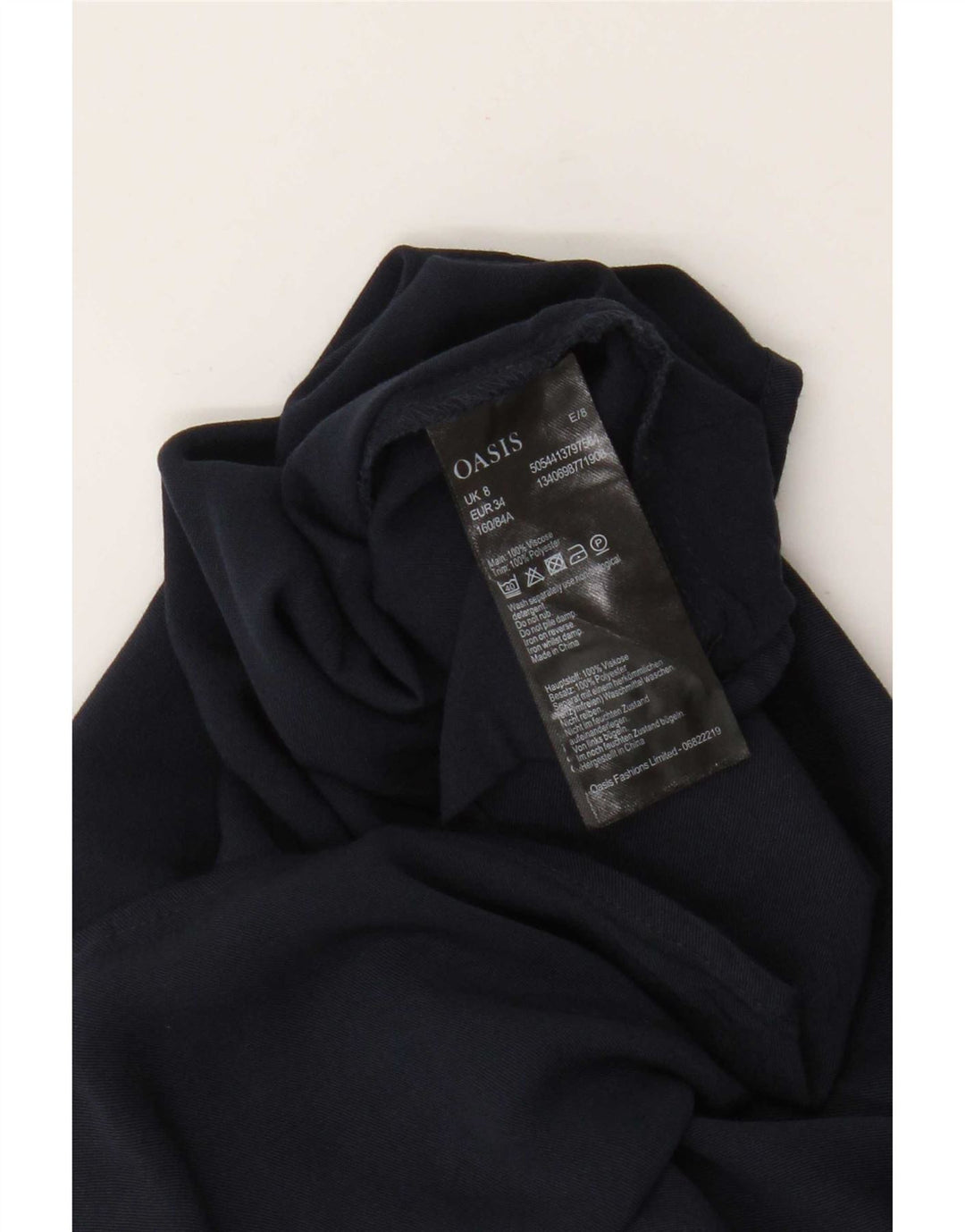 Oasis Damen Crop Off Shoulder Top UK 8 Small Marineblaue Viskose