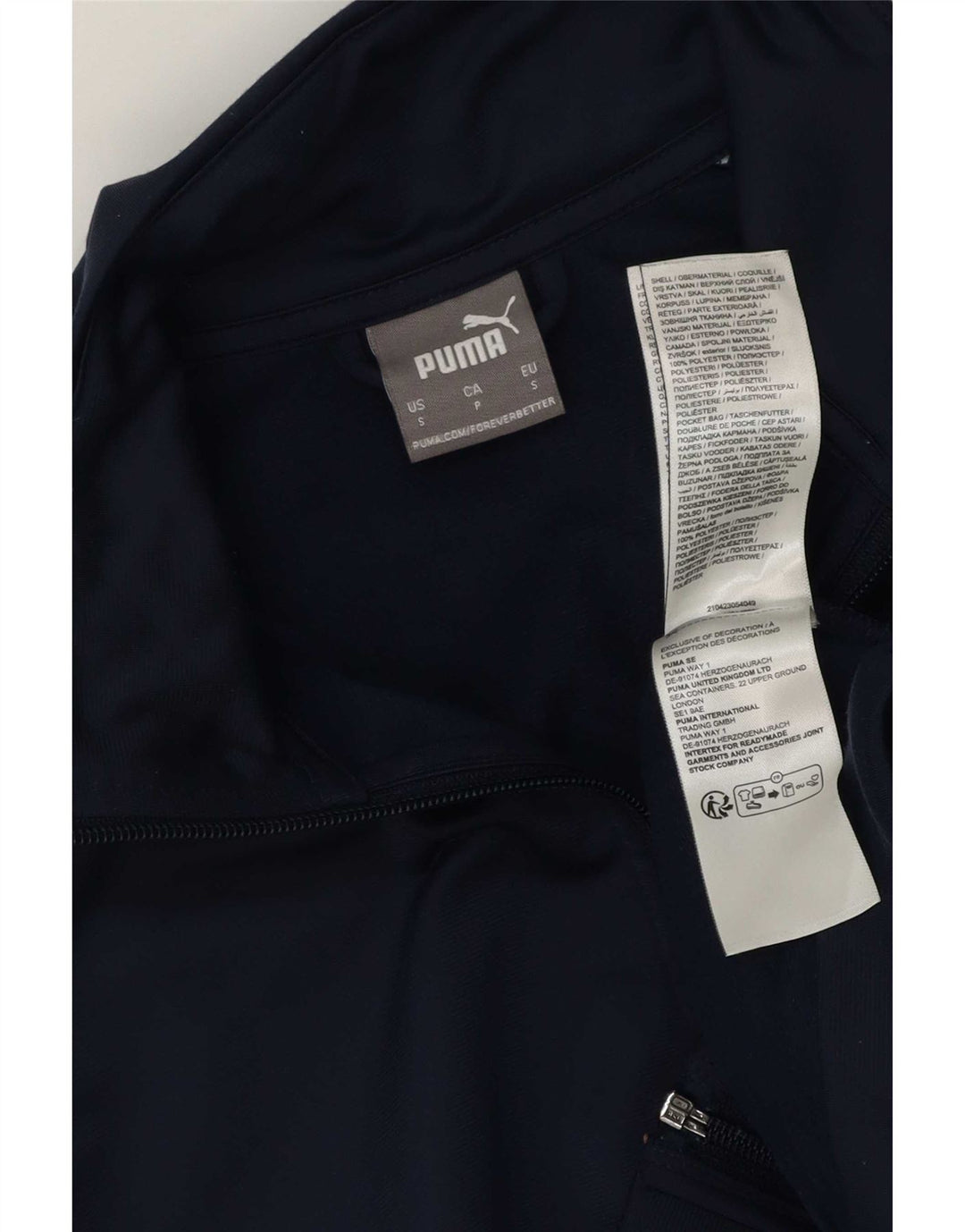Puma Herren-Trainingsanzug-Top-Jacke, klein, marineblaues Farbblock-Polyester