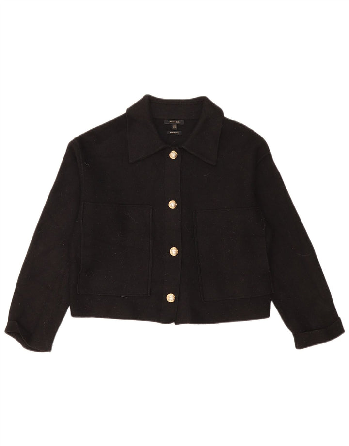 Massimo Dutti Damen Crop Übergroße Bolerojacke UK 6 XS Schwarz