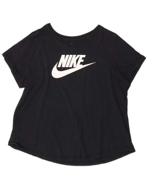 Nike Damen Graphic T-Shirt Top UK 20 2XL Schwarz Baumwolle