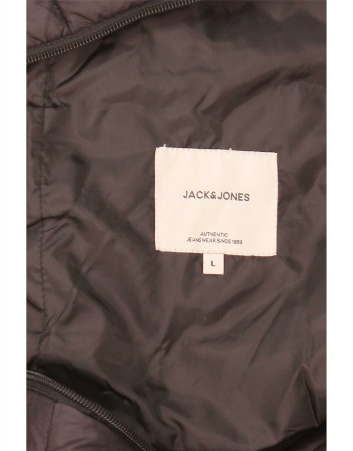 Jack & Jones Herren Wattierte Weste UK 40 Large Schwarz Nylon