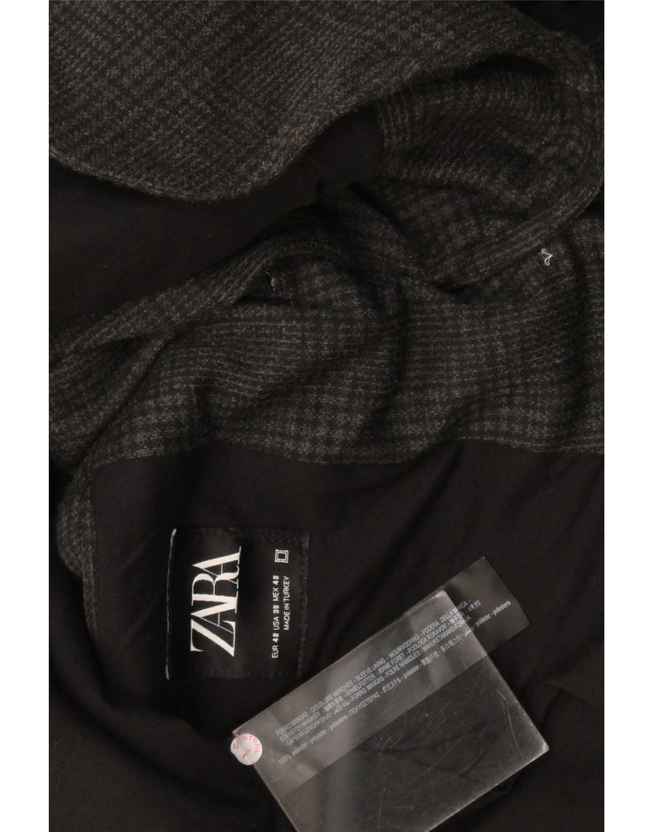 Zara Herren-Blazer mit 2 Knöpfen, EU 48, mittelgrau kariertes Polyester