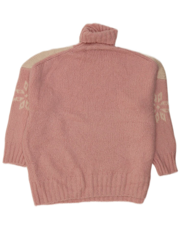 Übergroßer Rollkragenpullover für Damen von J. Crew, UK 20 2XL, Pink Fair Isle