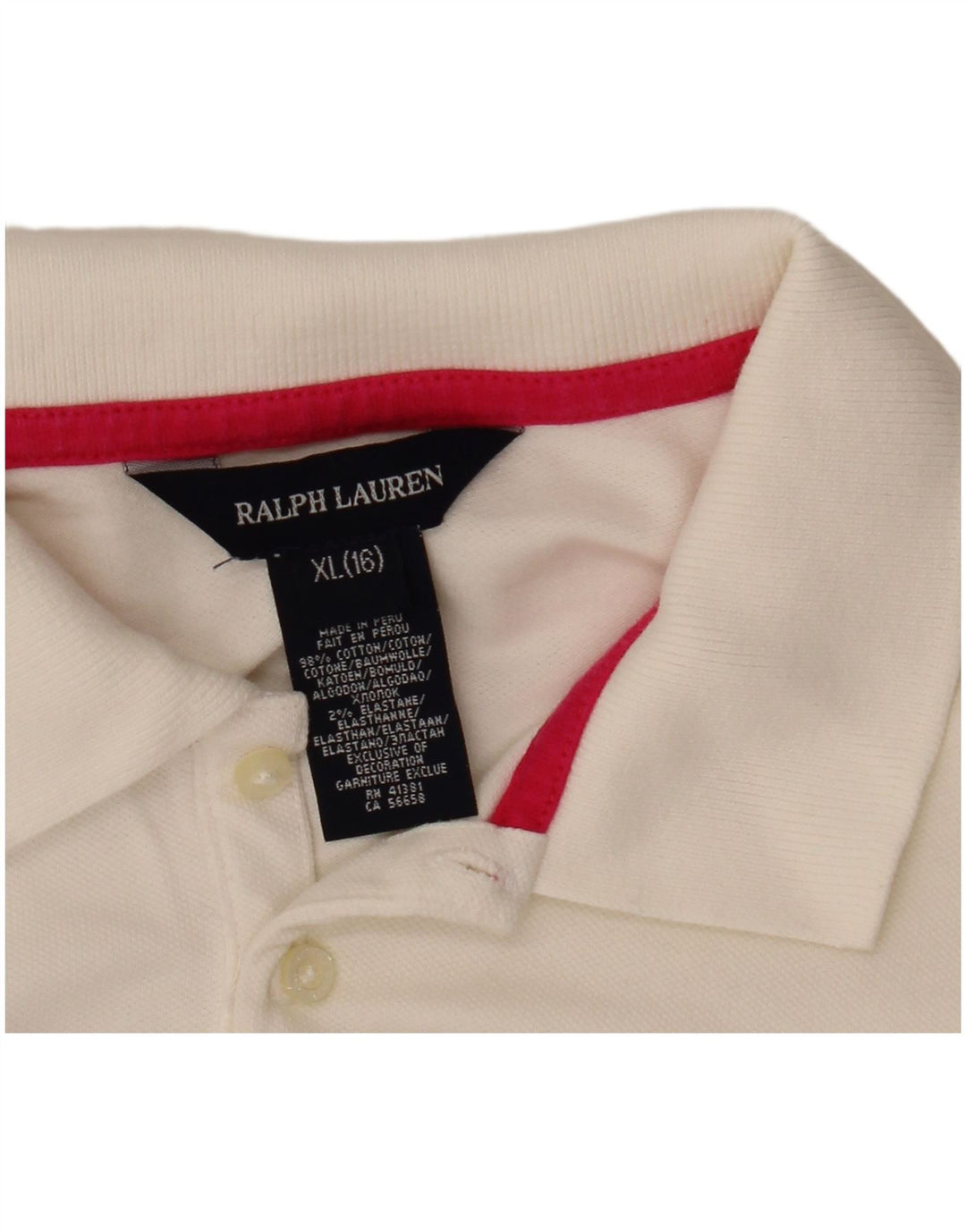 Ralph Lauren Langarm-Poloshirt für Mädchen, 13–14 Jahre, XL, weiße Baumwolle