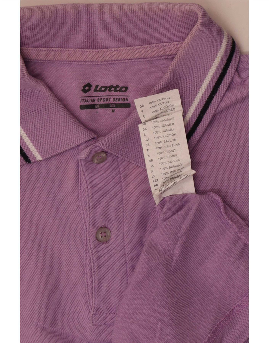 Lotto Herren-Poloshirt aus mittelvioletter, gestreifter Baumwolle