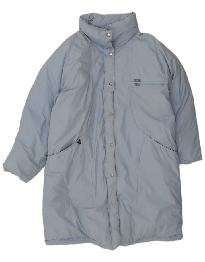 Vintage Damen Übergroßer gepolsterter Mantel EU 42 Groß Blau