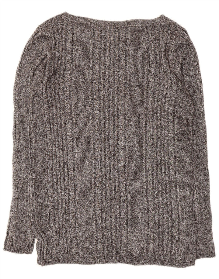 Marks & Spencer Damen-Pullover mit U-Boot-Ausschnitt, Gr. 12, Mittelgrau meliert