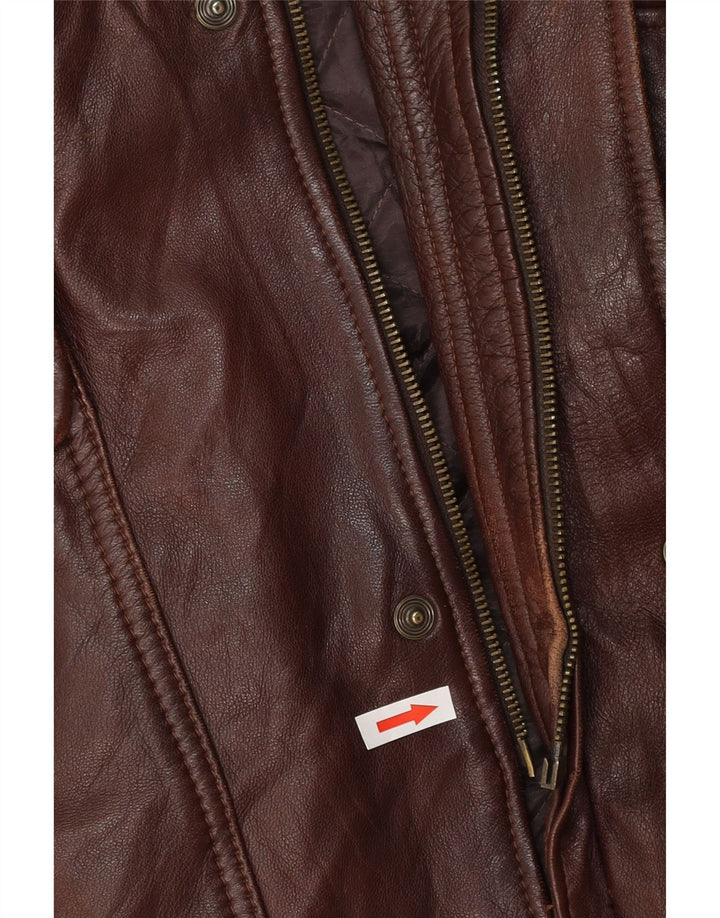 MAESTRO ARTIEIANO Herren Lederjacke UK 44 2XL Braunes Leder