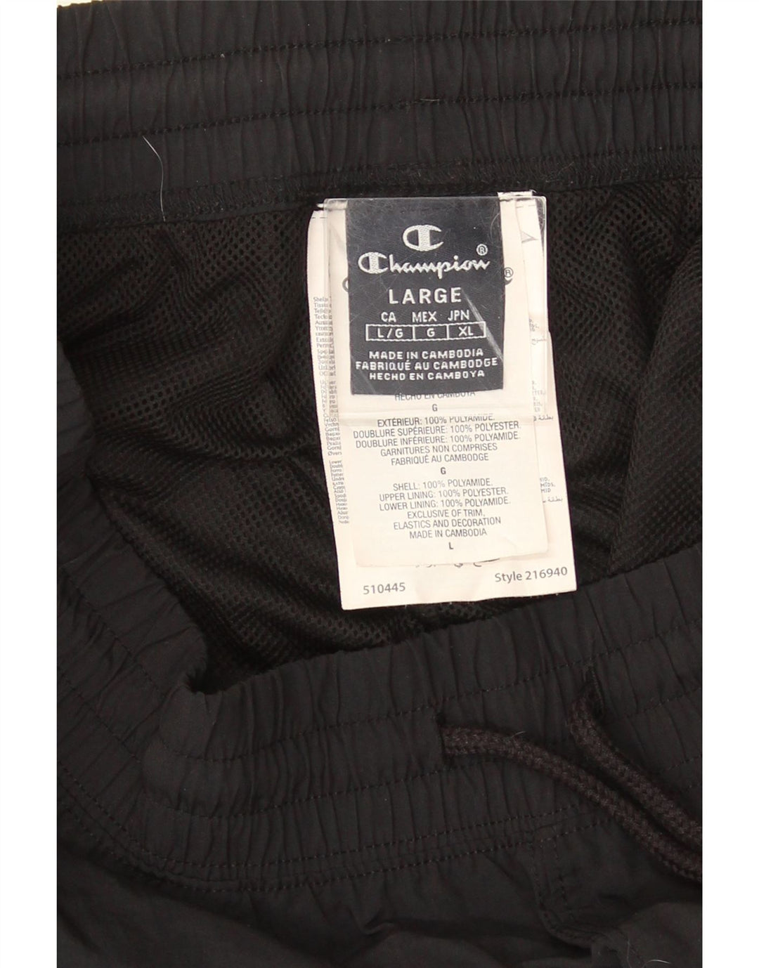 Champion Herren-Cargo-Trainingshose, groß, aus schwarzem Polyester