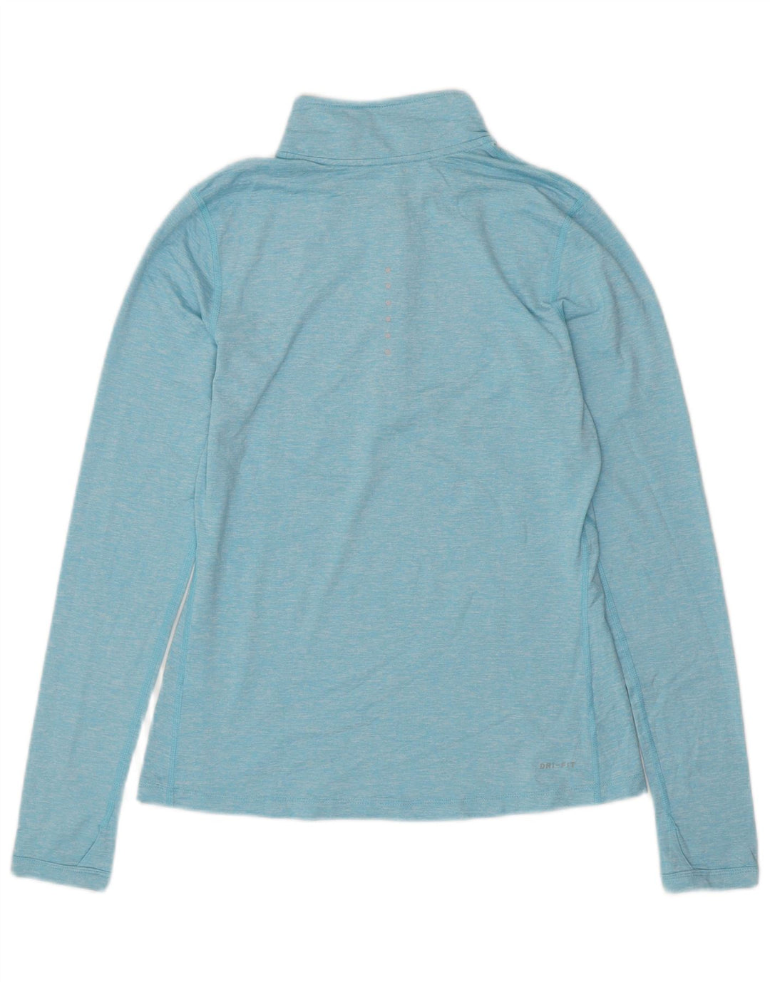 NIKE Womens Dri Fit Zip Neck Top Langarm UK 10 Small Blue Flecked