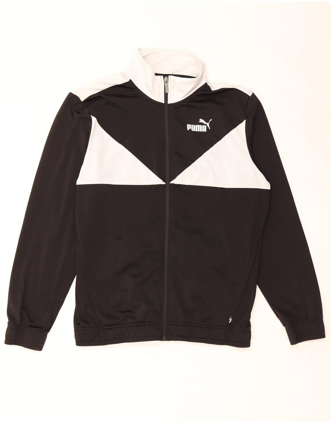 Puma Herren-Trainingsanzug-Top-Jacke, großes schwarzes Farbblock-Polyester