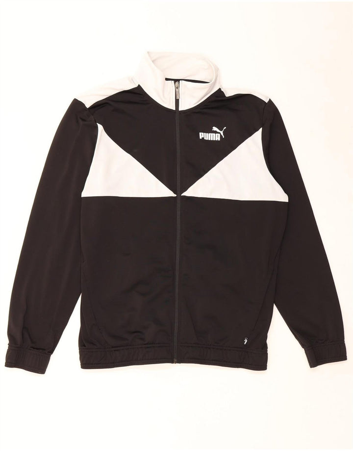 Puma Herren-Trainingsanzug-Top-Jacke, großes schwarzes Farbblock-Polyester