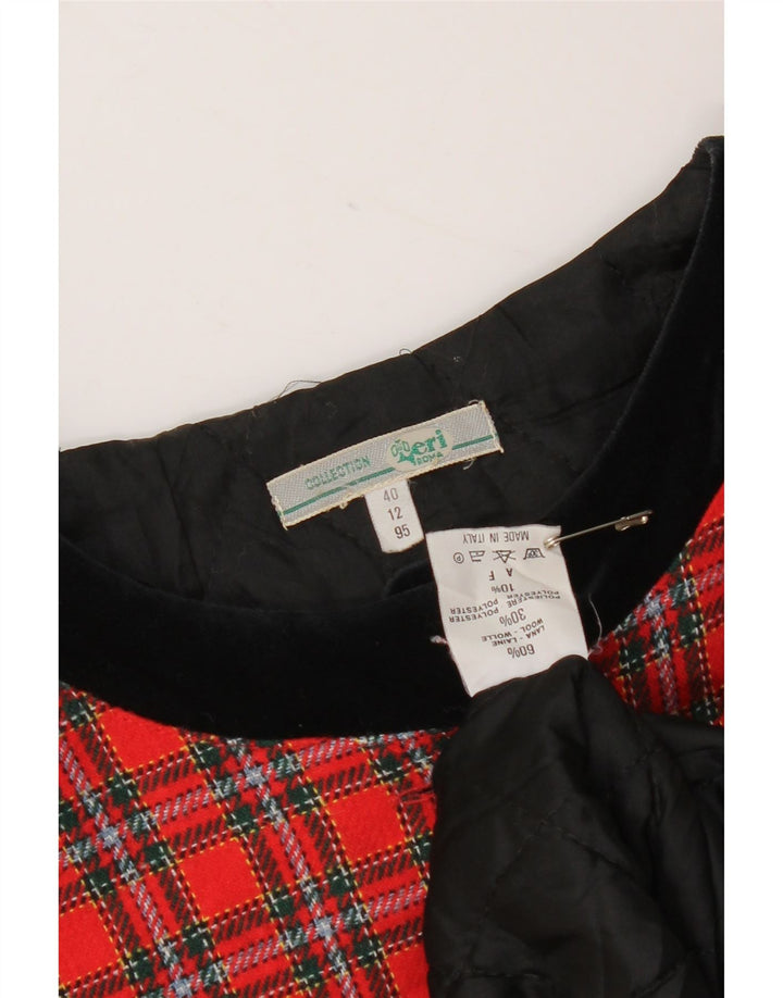Vintage Damen Crop Bomberjacke IT 40 Kleine rot karierte Wolle