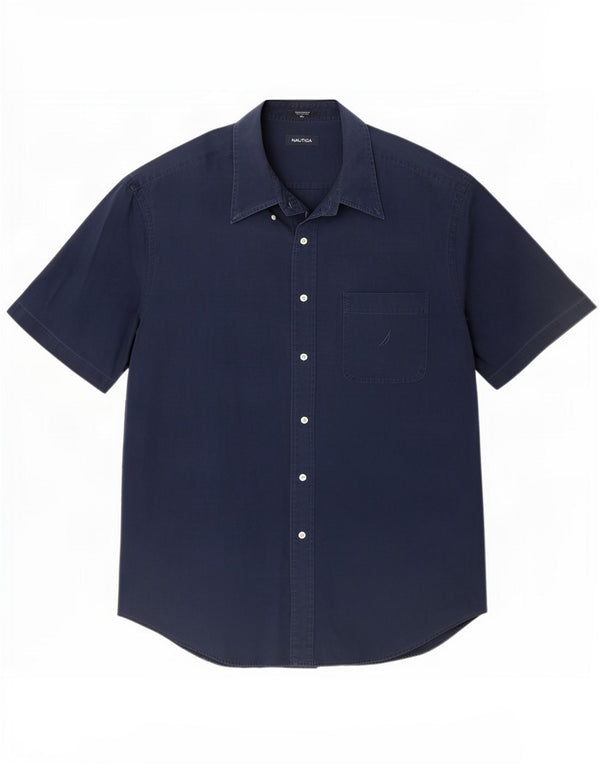 Nautica Herren-Kurzarmhemd XL aus marineblauer Baumwolle