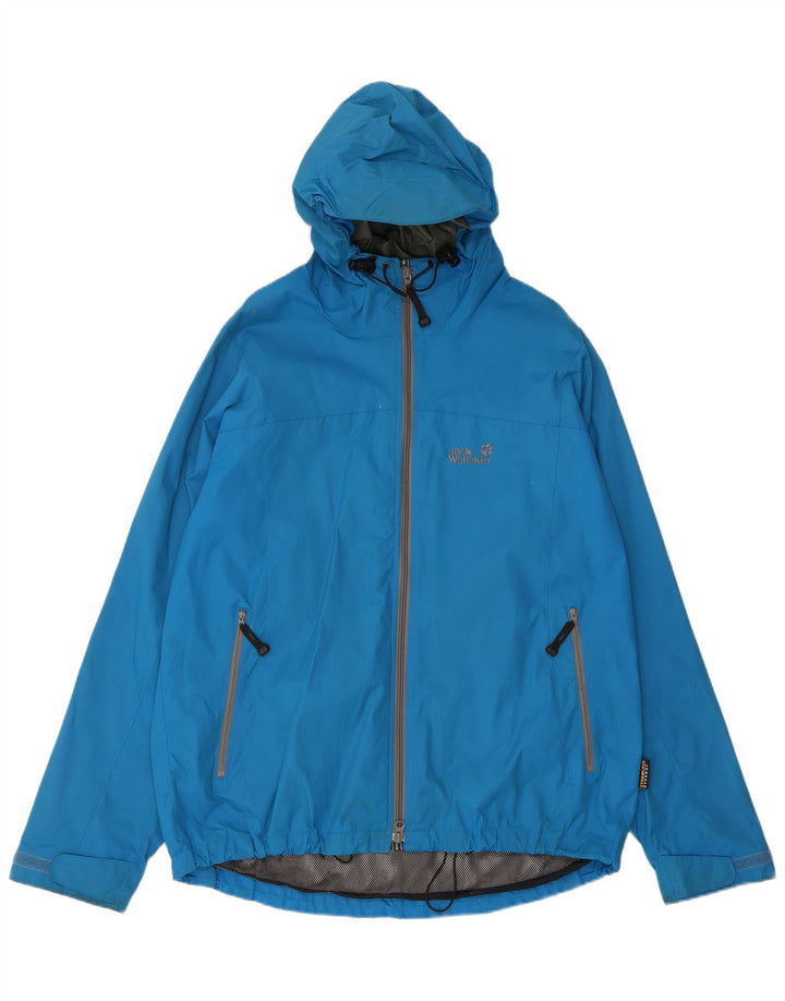 JACK WOLFSKIN Herren-Regenjacke mit Kapuze, UK 40, Größe L, Blau, Polyamid