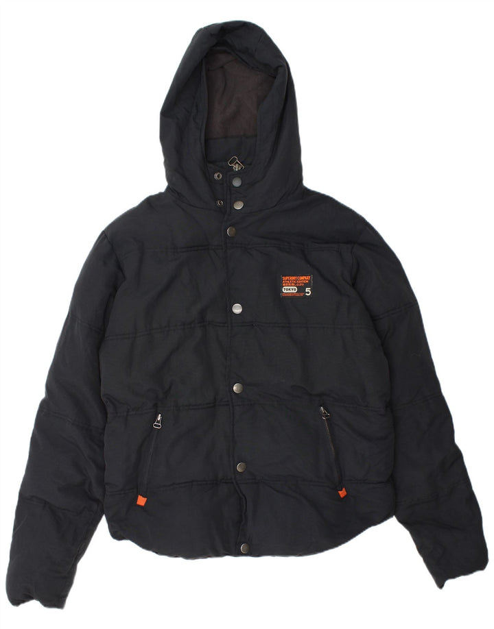 Superdry Herren-Jacke mit Kapuze, gepolstert, Größe 40, Marineblau, Nylon
