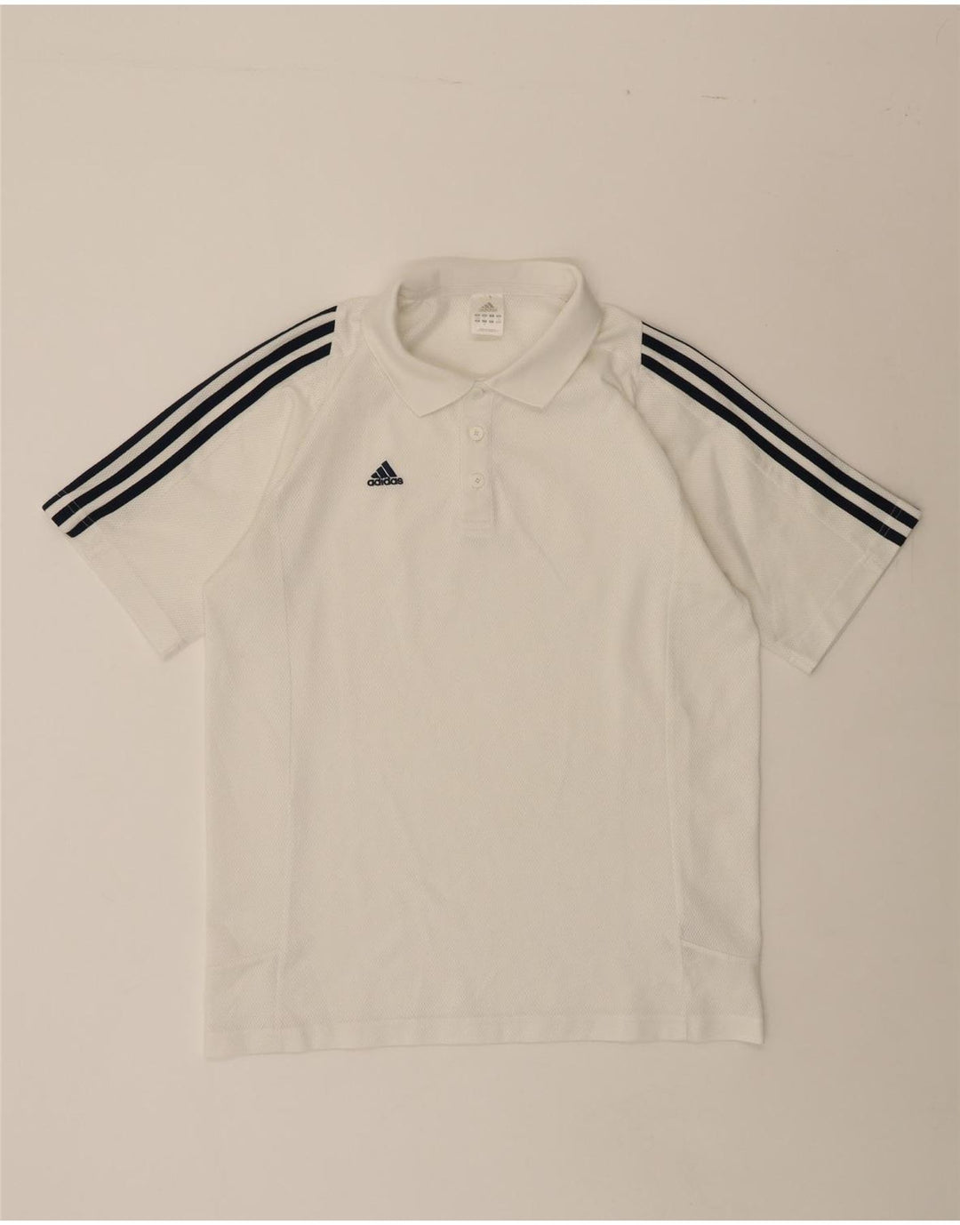ADIDAS Mens Polo Shirt UK 38/40 Medium White Polyester Vintage Adidas and Second-Hand Adidas from Messina Hembry 
