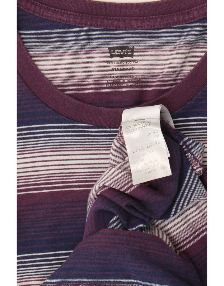 Levi's Herren Standard T-Shirt Top XL Mehrfarbig gestreift aus Baumwolle