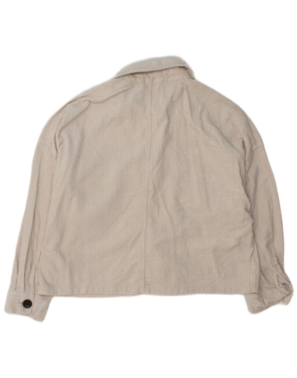 Zara Damen Cordjacke UK 14 Mittelweiße Baumwolle