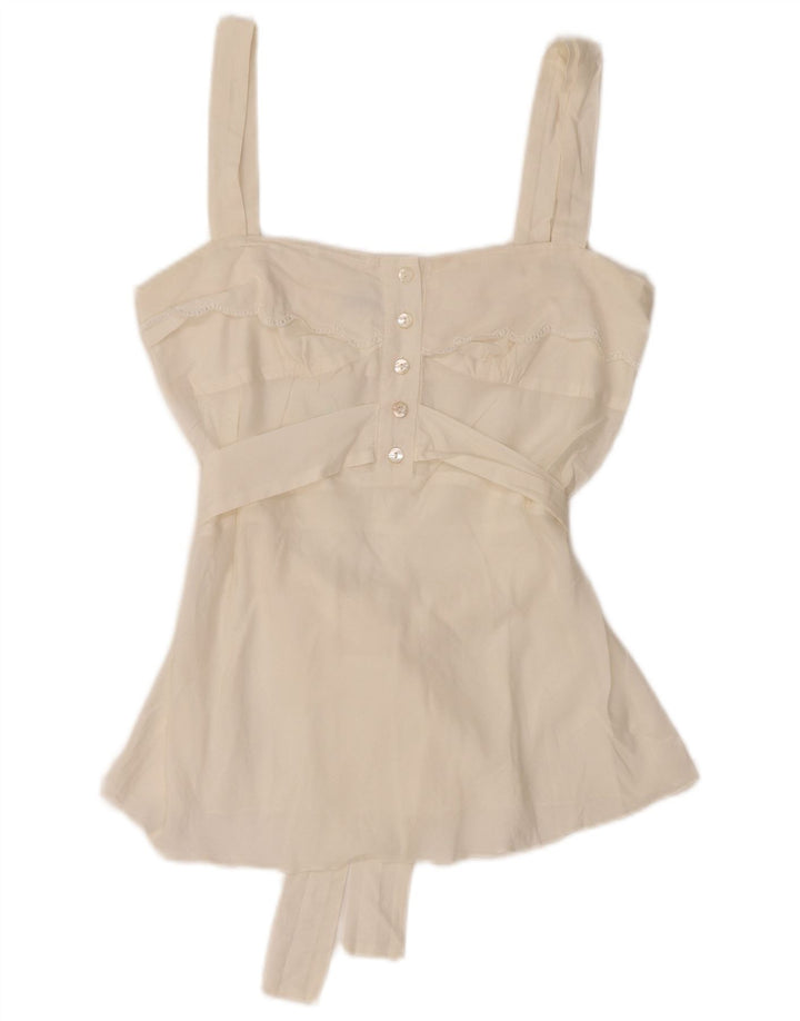 GUESS BY MARCIANO Damen Crop ärmelloses Blusenoberteil UK 8 Small Weiß