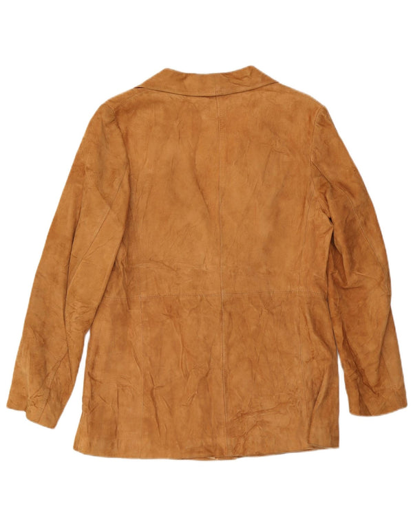 VINTAGE Damen Wildlederjacke IT 46 Großes beiges Leder