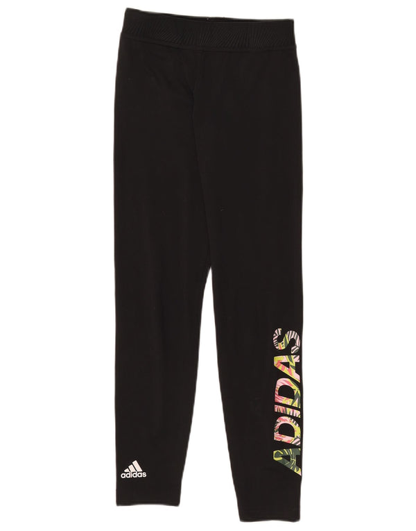 Adidas Mädchen-Leggings mit Grafik, 11–12 Jahre, W24, L25, schwarzes Polyester