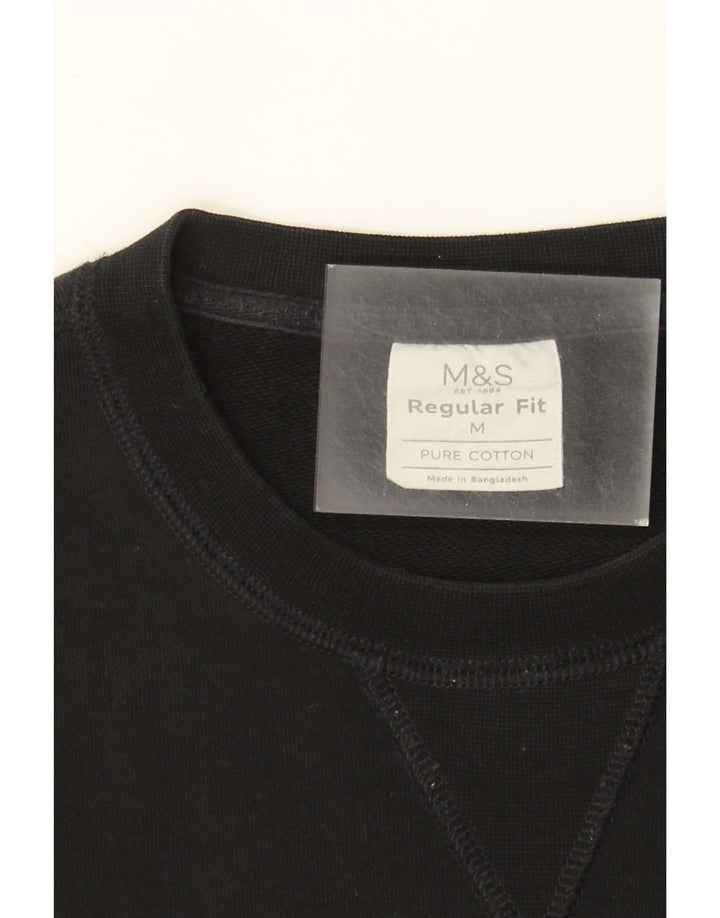 Marks & Spencer Herren-Sweatshirt mit normaler Passform, mittlere schwarze Baumwolle