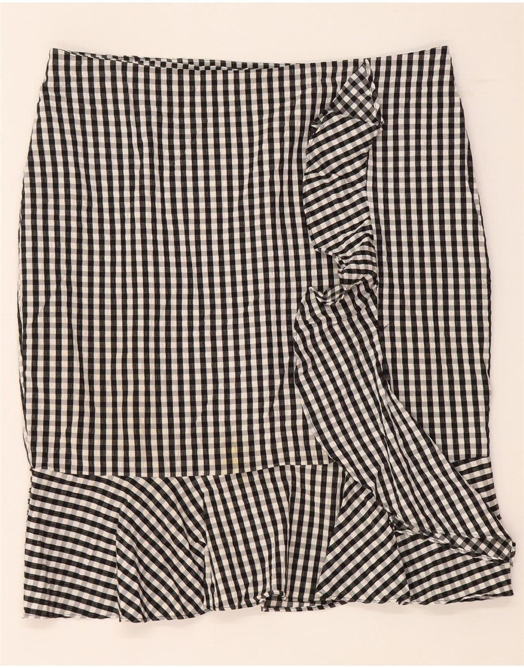 Marks & Spencer Damen Rüschenrock UK 16 Large W34 Schwarze Gingham-Viskose