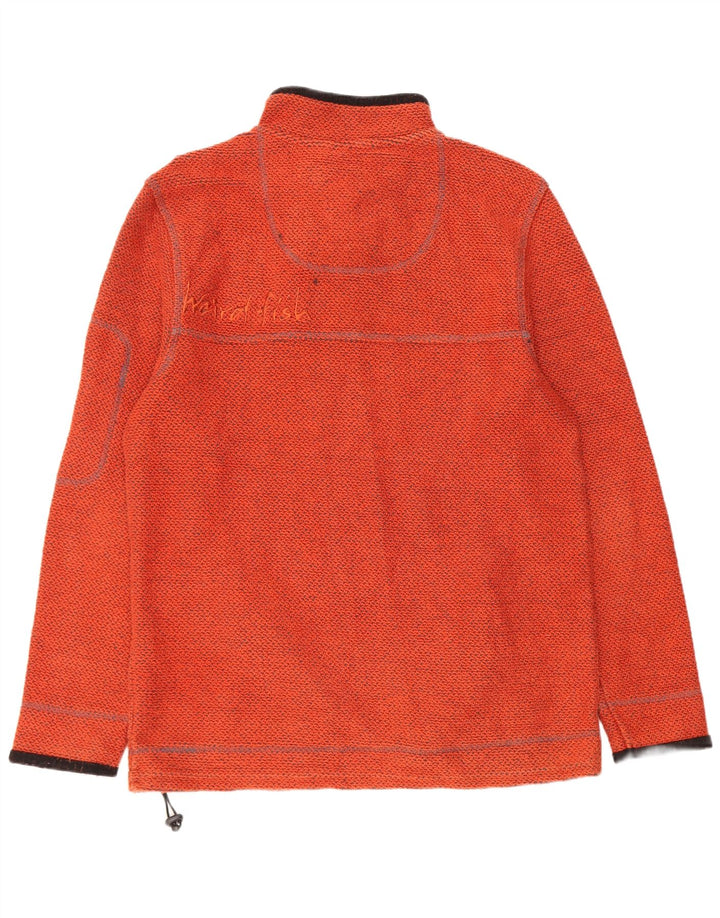 Weird Fish Herren-Sweatshirt mit grafischem 1/4-Reißverschluss, Größe L, Orange, Baumwolle
