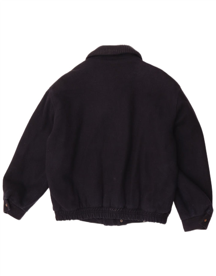 Vintage Herren Bomberjacke UK 42 XL Marineblaue Wolle