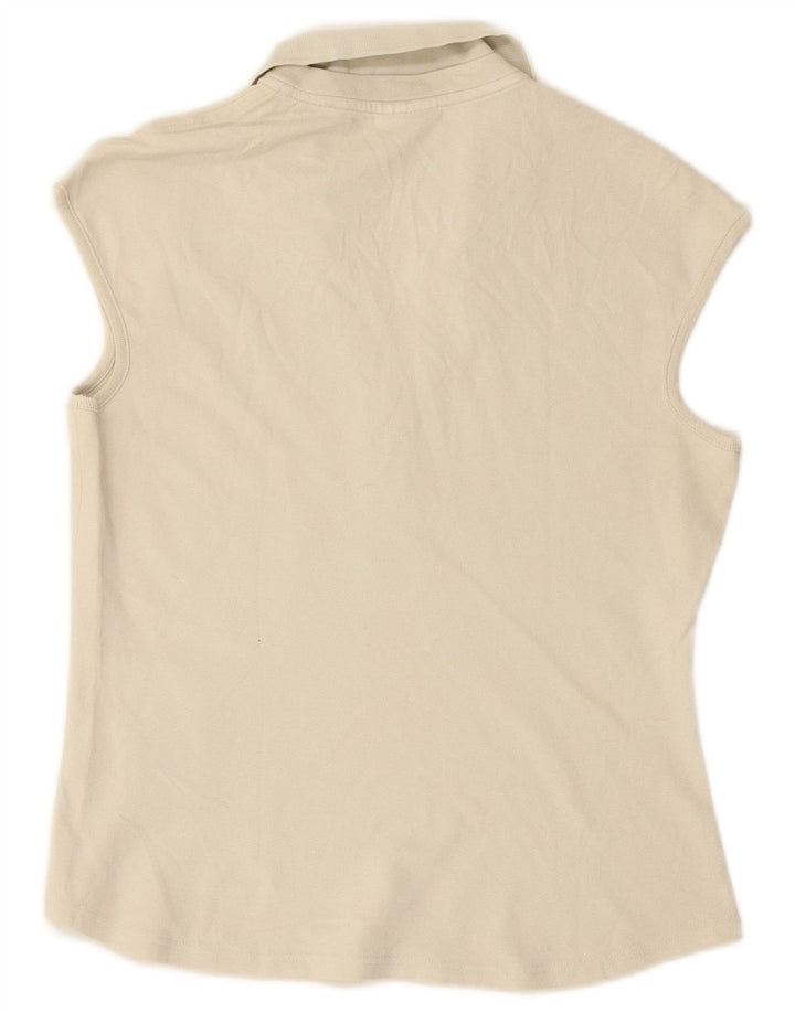 LACOSTE Damen ärmelloses Poloshirt, Größe 44, große weiße Baumwolle