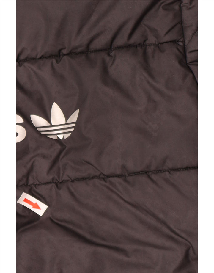 Adidas Jungen gepolsterte Jacke mit grafischer Kapuze, 14–15 Jahre, schwarzes Polyester