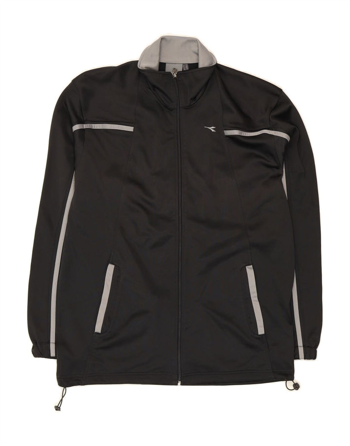 DIADORA Mens Tracksuit Top Jacket UK 44 XL Black Polyester Vintage Diadora and Second-Hand Diadora from Messina Hembry 