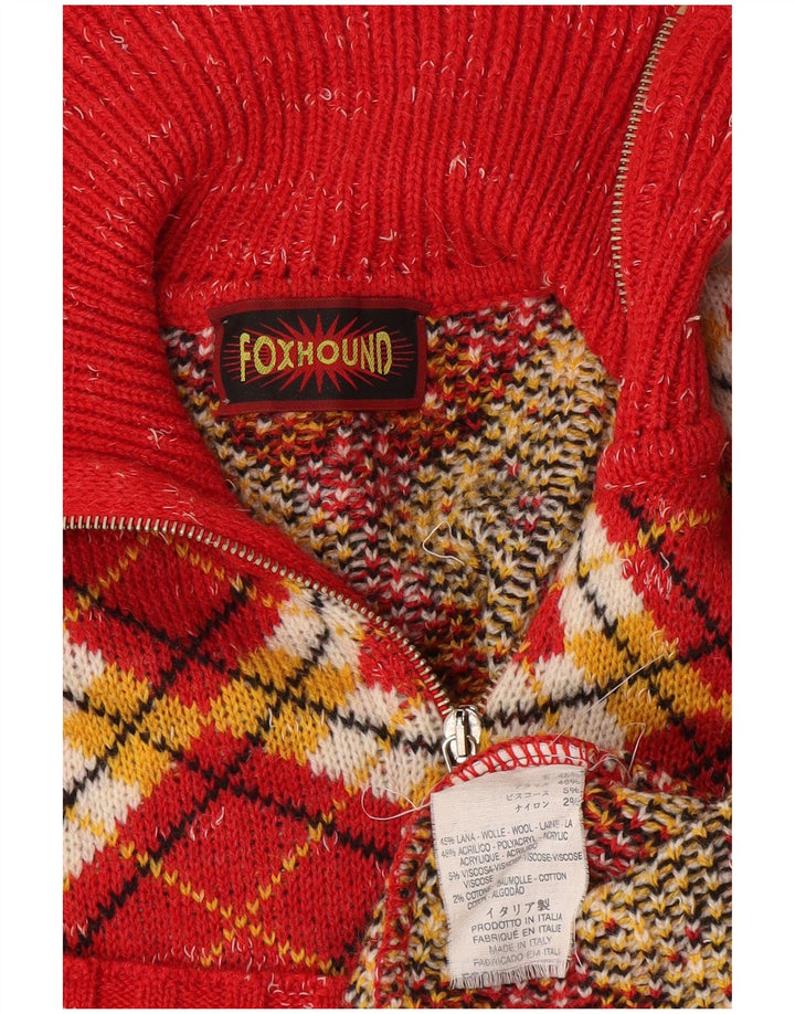 Foxhound Herren-Pullover mit Reißverschluss am Hals, XL, rote Argyle-/Diamantwolle