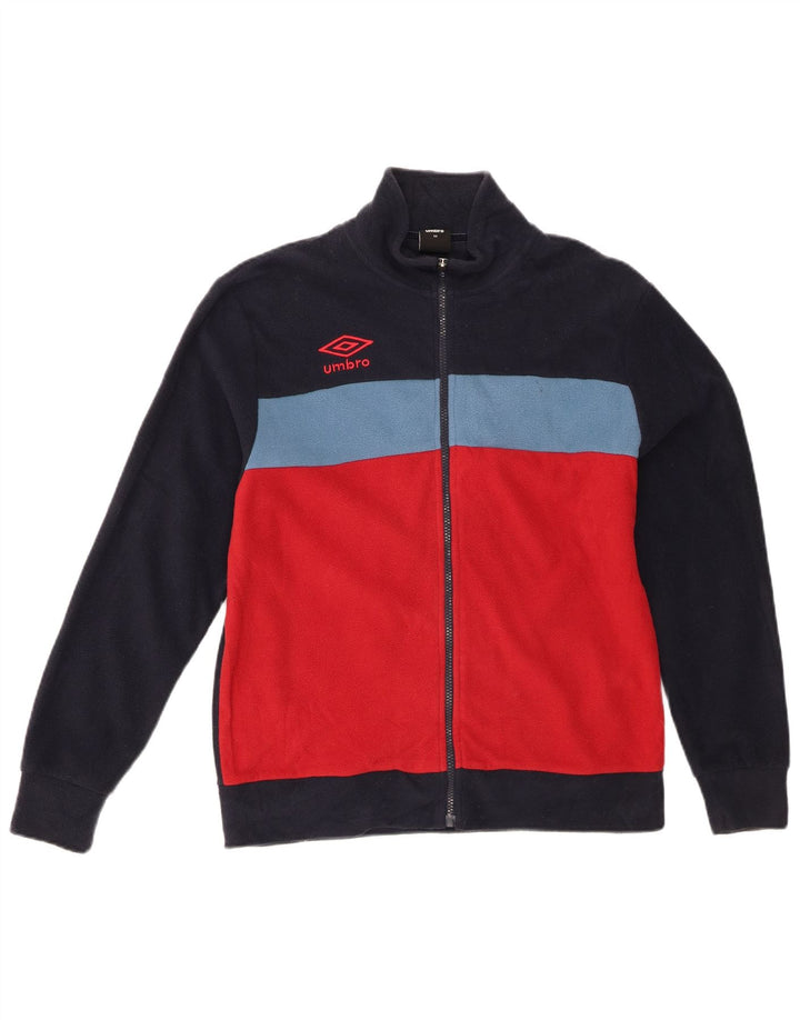 UMBRO Womens Fleece Jacket UK 14 Medium Navy Blue Colourblock Polyester