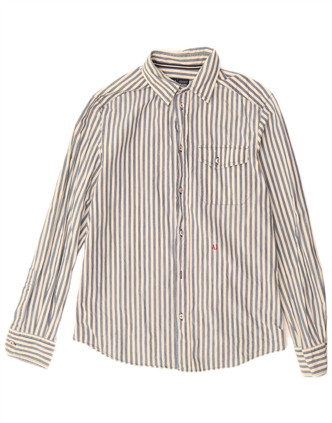 ARMANI JEANS Herrenhemd aus mittelblauer Nadelstreifen-Baumwolle