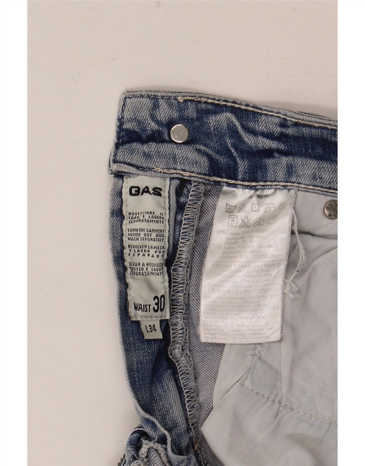 Gas Damen Slim Jeans W30 L34 Blaue Baumwolle