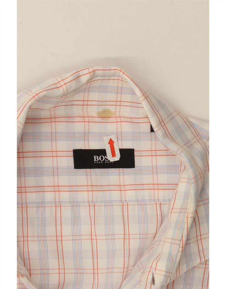 HUGO BOSS Mens Shirt Size 15 1/2 40 Medium Pink Check Cotton Vintage Hugo Boss and Second-Hand Hugo Boss from Messina Hembry 