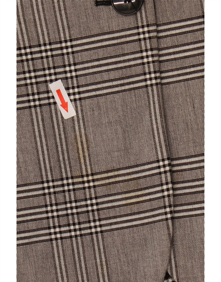 Zara Damen-Blazer mit 2 Knöpfen, übergroß, Gr. 6, XS, grau karierte Viskose