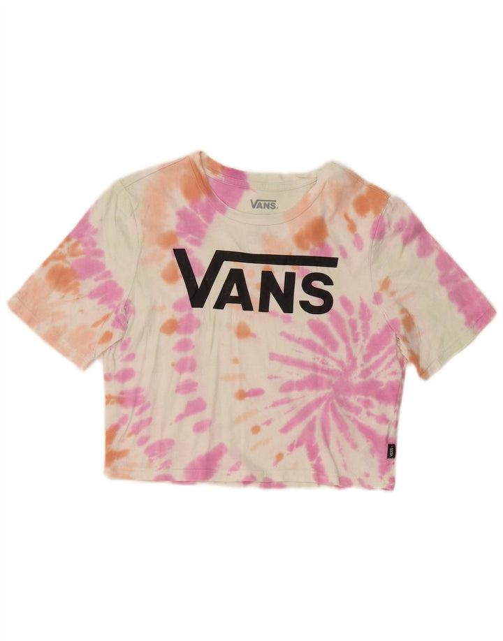 VANS Damen Crop Graphic T-Shirt Top UK 8 Small Mehrfarbig Tie Dye