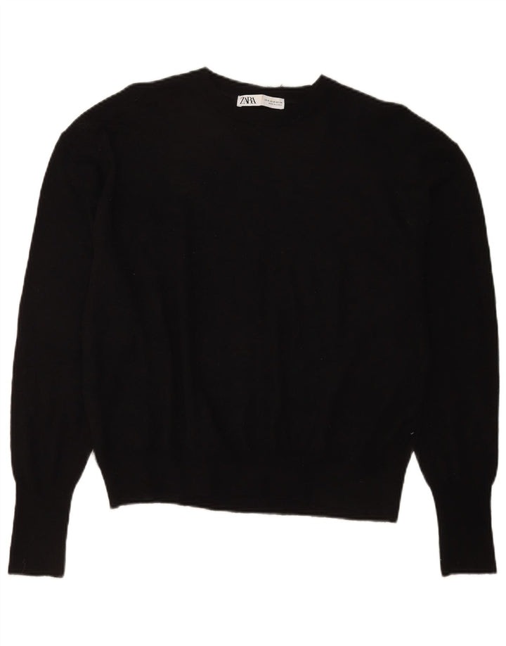 Zara Damen-Pullover, übergroß, U-Boot-Ausschnitt, Gr. 14, mittelschwarz