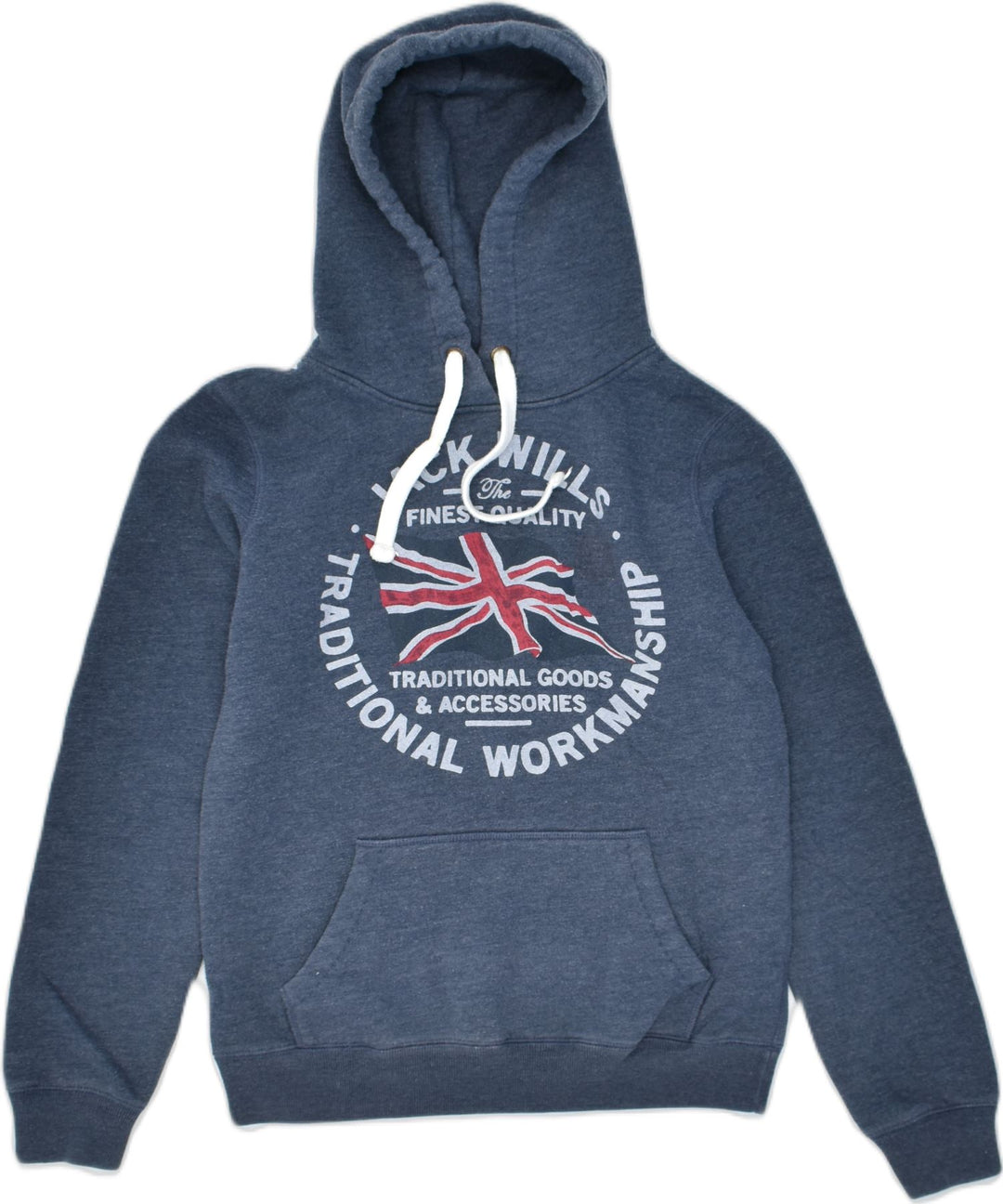 JACK WILLS Womens Graphic Hoodie Jumper UK 8 Small Blue Cotton Sports | Vintage | Thrift | Second-Hand | Used Clothing | Messina Hembry 