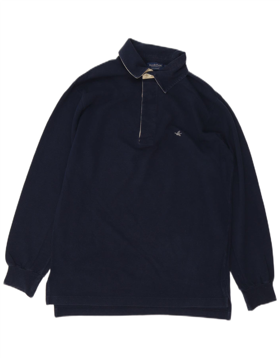 Brooksfield Herren-Langarm-Poloshirt IT 48 Mittelmarineblaue Baumwolle
