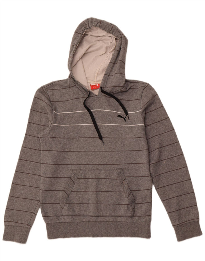 Puma Herren Kapuzenpullover, klein, grau gestreift, Baumwolle