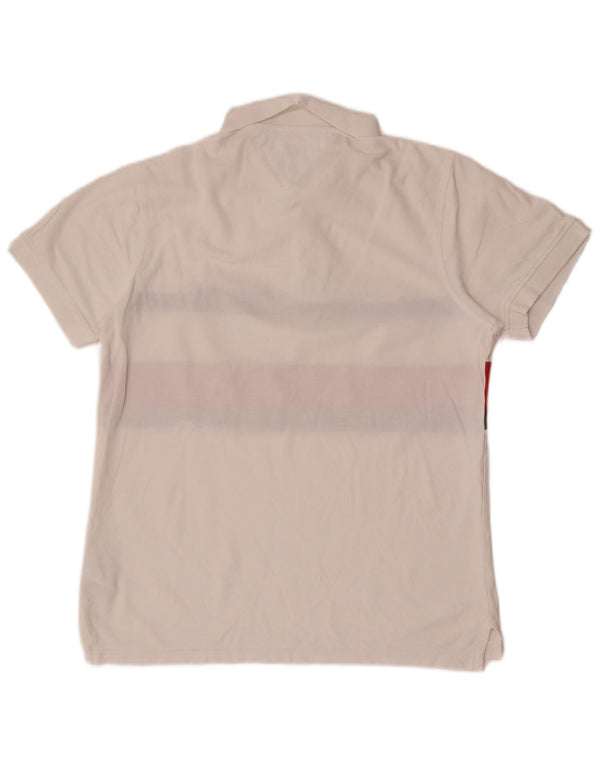 Tommy Hilfiger Herren-Poloshirt in schmaler Passform, groß, weiße Blockfarben-Baumwolle