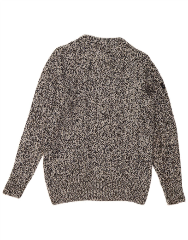 Superdry Herren-Pullover mit Rundhalsausschnitt, mittelmarineblau gesprenkelte Wolle