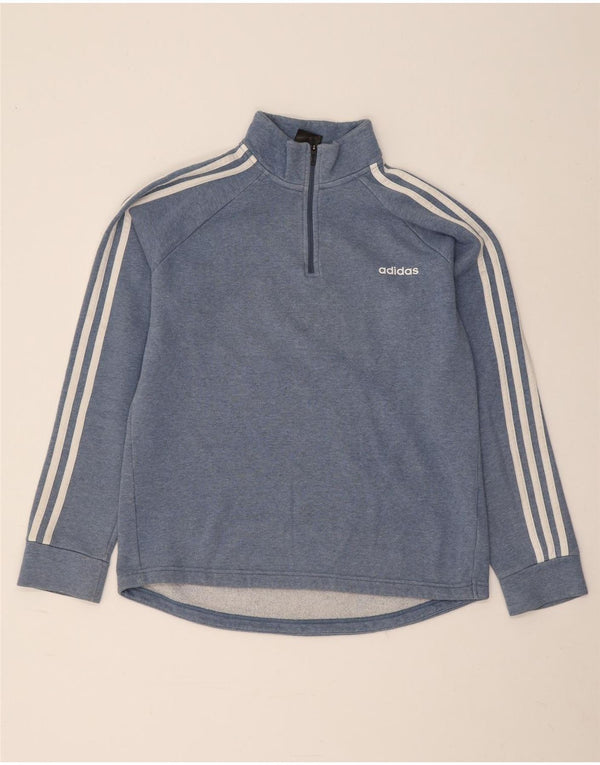 Adidas Damen-Sweatshirt mit Reißverschluss, UK 12/14, mittelblaue Baumwolle