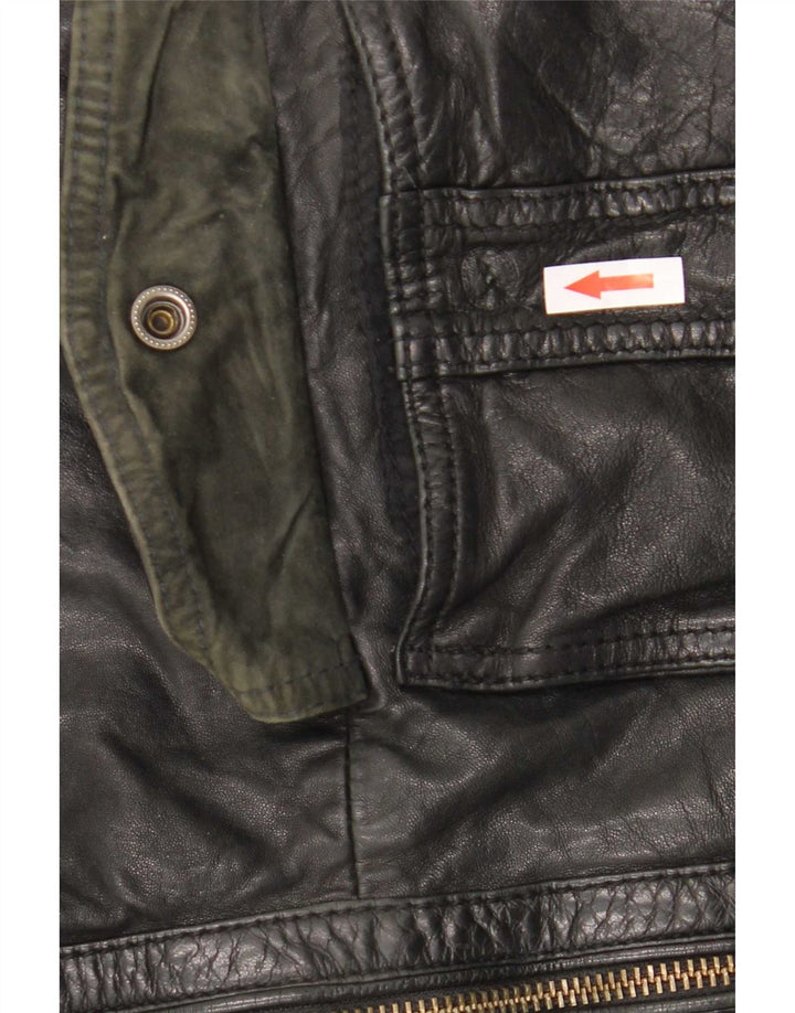 Massimo Dutti Herren Lederjacke UK 42 XL Schwarzes Schaffell