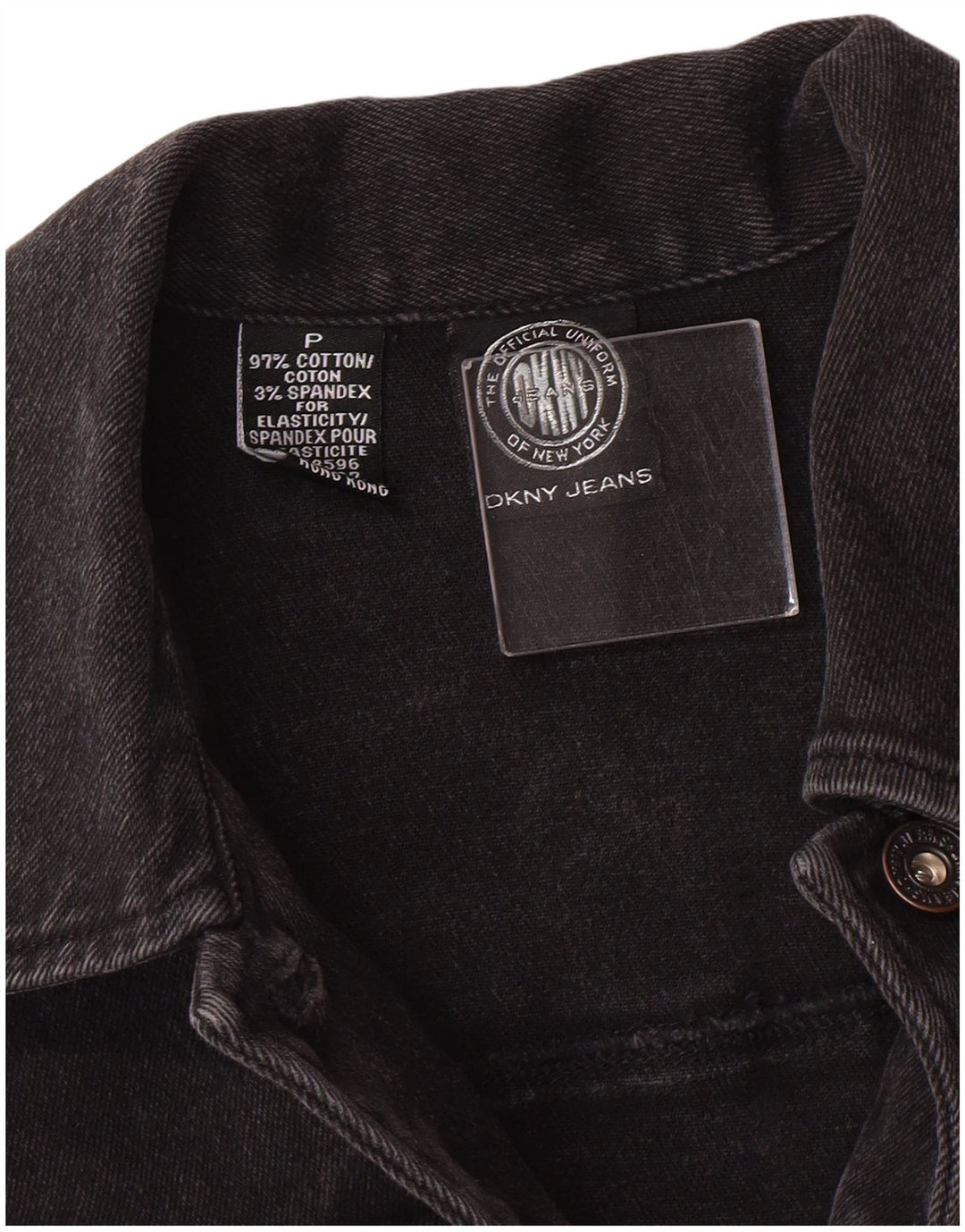 Dkny Womens Petite Denim Jeansjacke UK 6 XS Black Cotton Classic