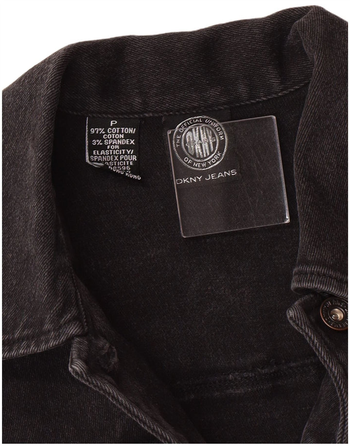 Dkny Womens Petite Denim Jeansjacke UK 6 XS Black Cotton Classic